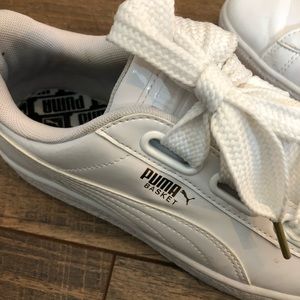 Puma Patent White Basket Shoes